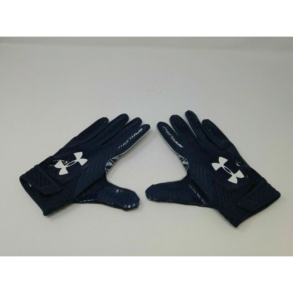 New Under Armour Men's Navy/Navy/White Spotlight WR Football Gloves - Size 2XL - Picture 3 of 4